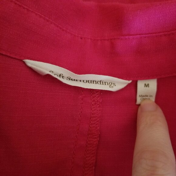 Soft Surroundings M Hot Pink Blouse Tunic Top Linen Blend Barbiecore Summer - Picture 2 of 6